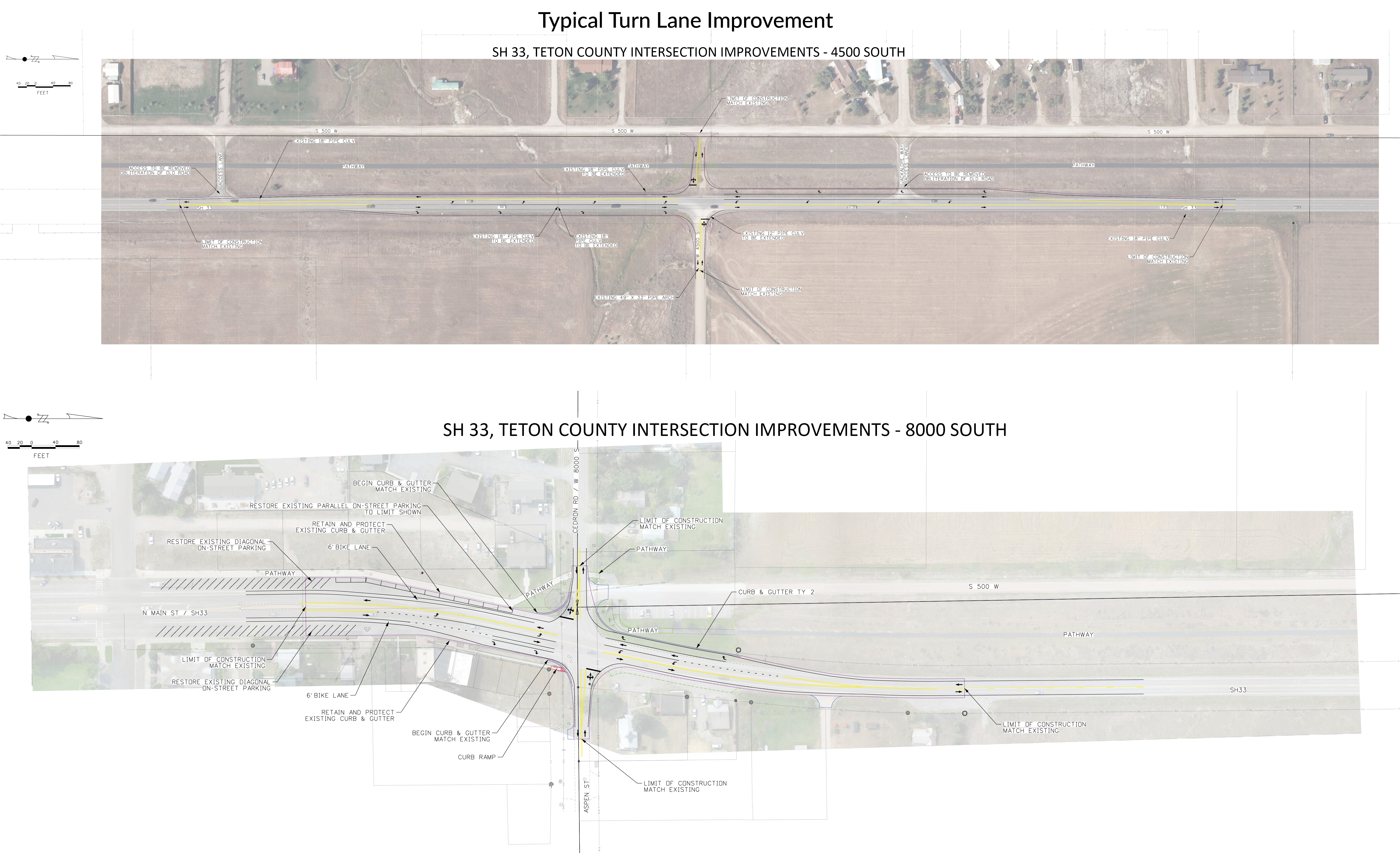 Typical Turn Lane improvements along ID-33 and 4500 South.