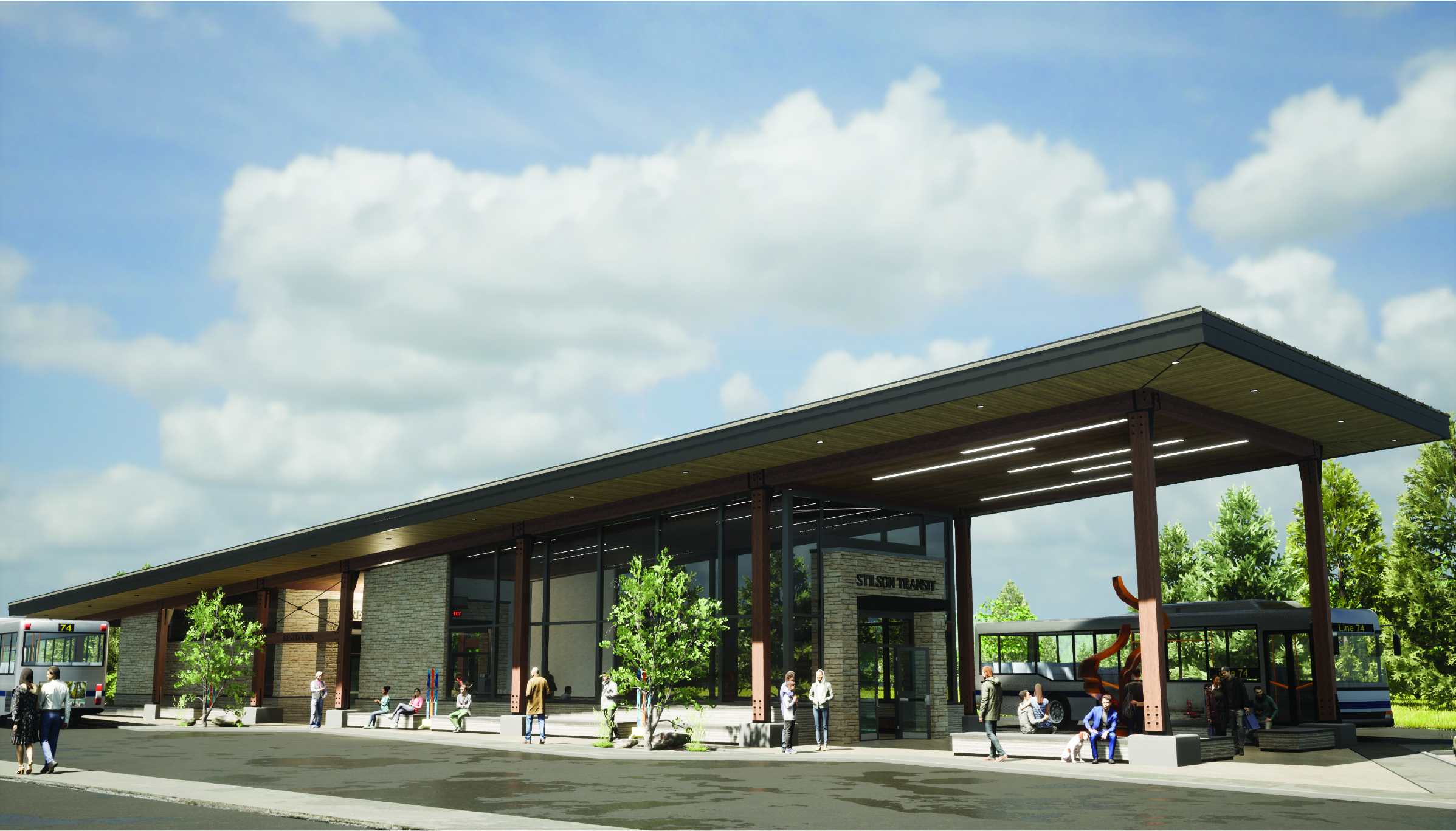 Rendering of the exterior of the Stilson Transit Center